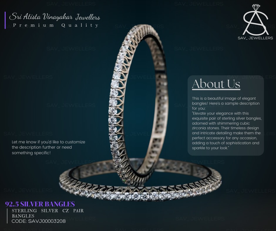 92.5 Silver CZ Pair Bangle